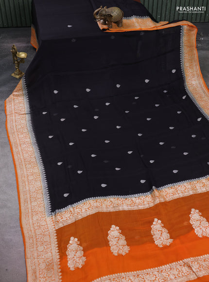 Grey &  Banarasi Chiffon Saree - Buttas