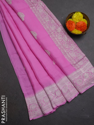 Pink  Banarasi Chiffon Saree - Buttas