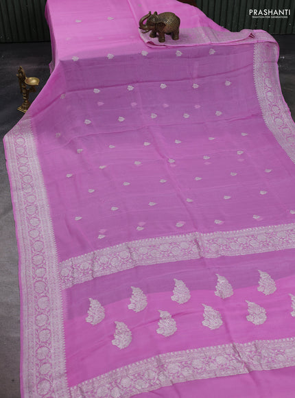 Pink  Banarasi Chiffon Saree - Buttas