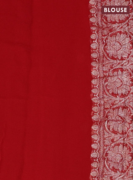 Red  Banarasi Chiffon Saree - Buttas