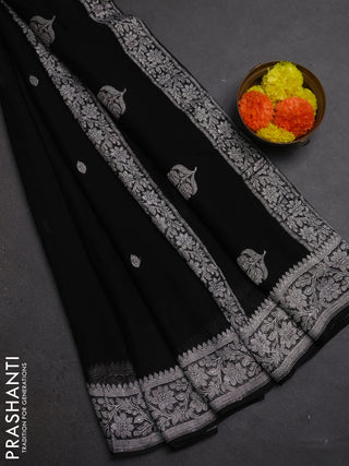 Black  Banarasi Chiffon Saree - Buttas