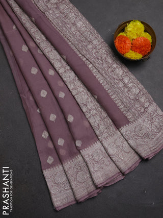 Grey &  Banarasi Chiffon Saree - Buttas