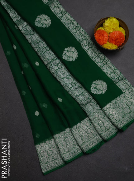 Green  Banarasi Chiffon Saree - Buttas