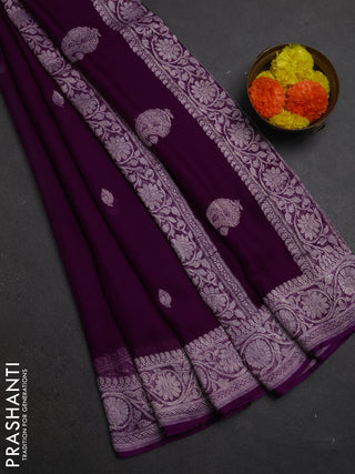Purple  Banarasi Chiffon Saree - Buttas