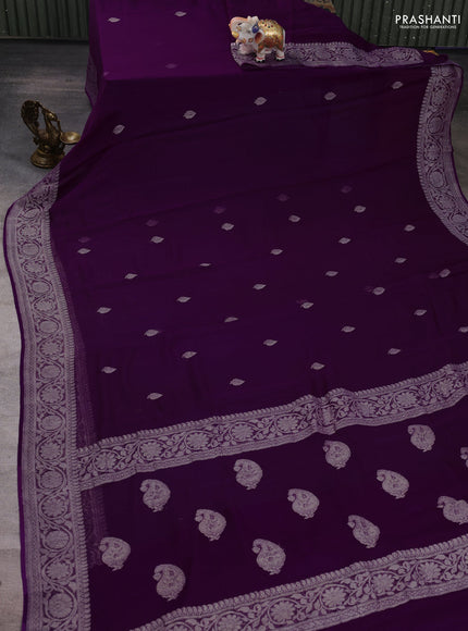 Purple  Banarasi Chiffon Saree - Buttas