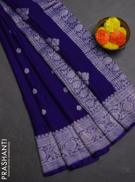 Blue &  Banarasi Chiffon Saree - Buttas