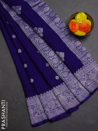 Blue &  Banarasi Chiffon Saree - Buttas
