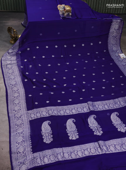 Blue &  Banarasi Chiffon Saree - Buttas
