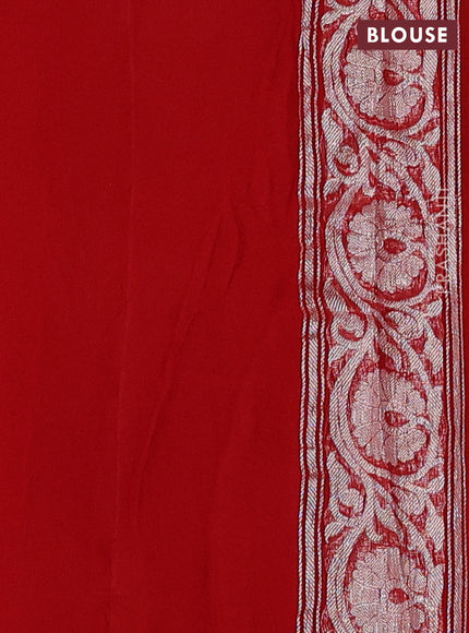 Red  Banarasi Chiffon Saree - Buttas