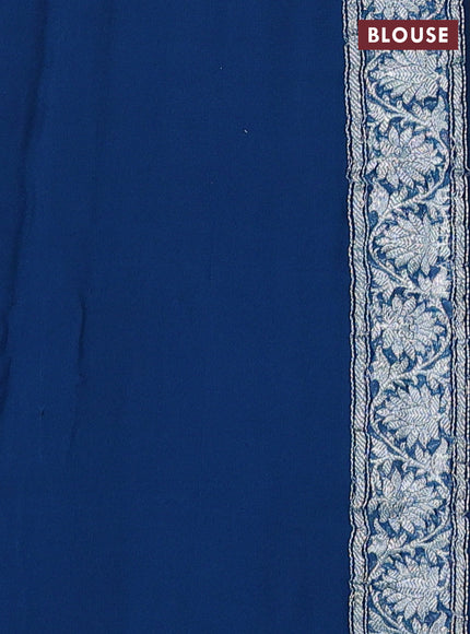 Peacock Blue  Banarasi Chiffon Saree - Buttas