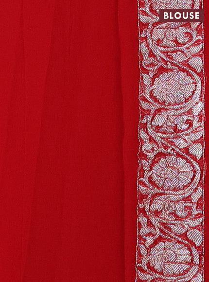 Red  Banarasi Chiffon Saree - Buttas