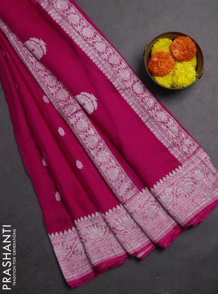 Pink &  Banarasi Chiffon Saree - Buttas