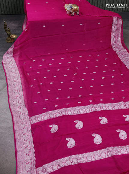 Pink &  Banarasi Chiffon Saree - Buttas