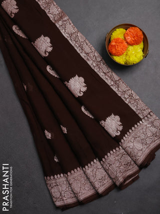 Brown &  Banarasi Chiffon Saree - Buttas