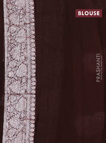 Brown &  Banarasi Chiffon Saree - Buttas