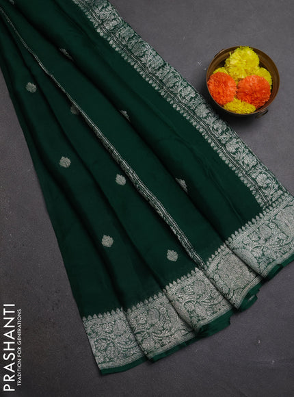 Green &  Banarasi Chiffon Saree - Buttas