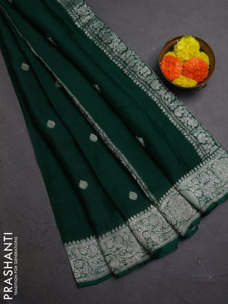 Green &  Banarasi Chiffon Saree - Buttas