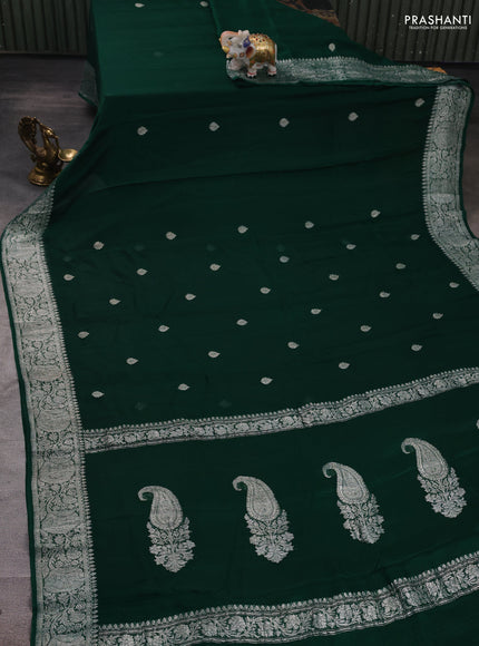 Green &  Banarasi Chiffon Saree - Buttas