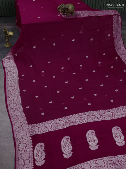 Pink  Banarasi Chiffon Saree - Buttas