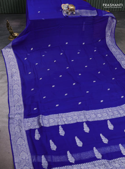 Blue  Banarasi Chiffon Saree - Buttas