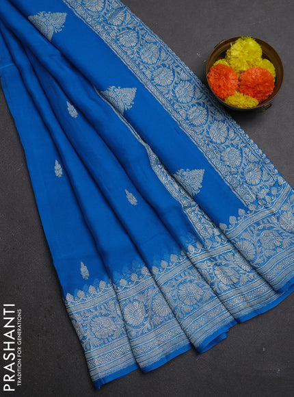Cs Blue  Banarasi Chiffon Saree - Buttas