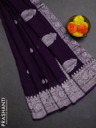 Violet  Banarasi Chiffon Saree - Buttas