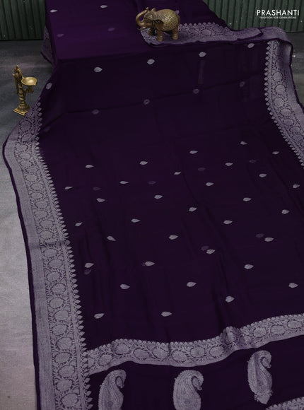 Violet  Banarasi Chiffon Saree - Buttas