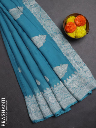 Blue  Banarasi Chiffon Saree - Buttas