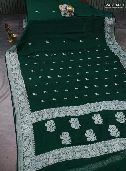 Green  Banarasi Chiffon Saree - Buttas