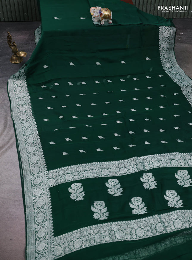 Green  Banarasi Chiffon Saree - Buttas