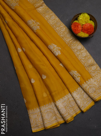 Yellow  Banarasi Chiffon Saree - Buttas