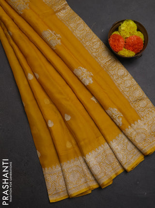 Yellow  Banarasi Chiffon Saree - Buttas