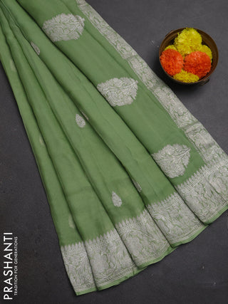 Pastel Green  Banarasi Chiffon Saree - Buttas