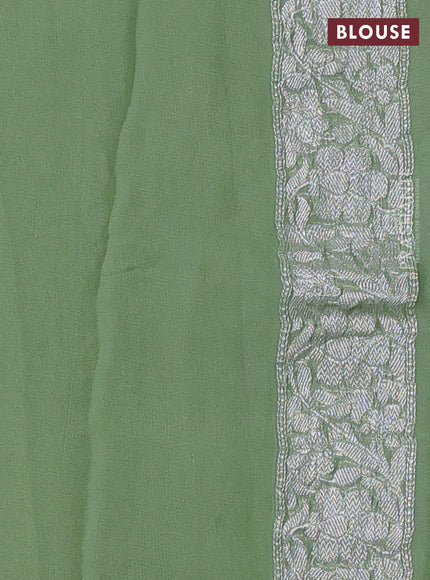 Pastel Green  Banarasi Chiffon Saree - Buttas