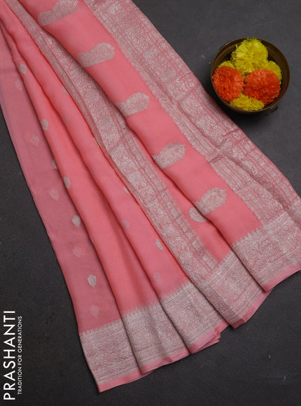 Peach  Banarasi Chiffon Saree - Buttas
