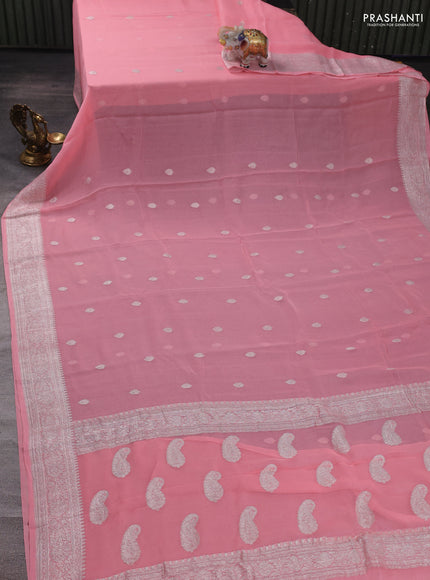 Peach  Banarasi Chiffon Saree - Buttas