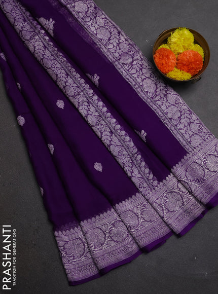 Violet  Banarasi Chiffon Saree - Buttas