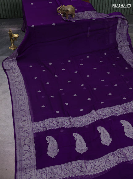 Violet  Banarasi Chiffon Saree - Buttas