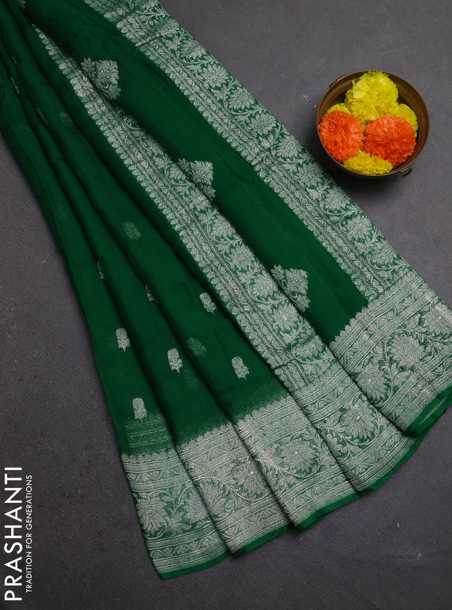 Green  Banarasi Chiffon Saree - Buttas