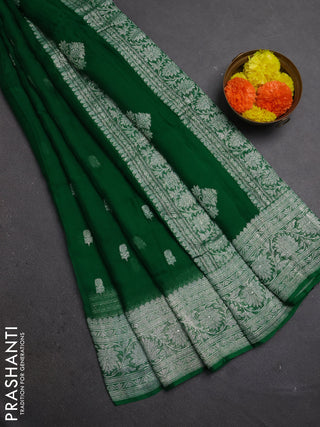 Green  Banarasi Chiffon Saree - Buttas