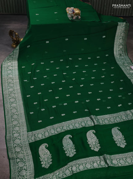 Green  Banarasi Chiffon Saree - Buttas