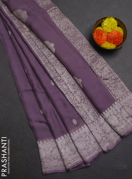 Pastel Purple  Banarasi Chiffon Saree - Buttas