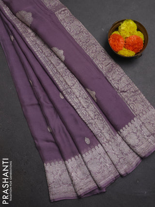 Pastel Purple  Banarasi Chiffon Saree - Buttas