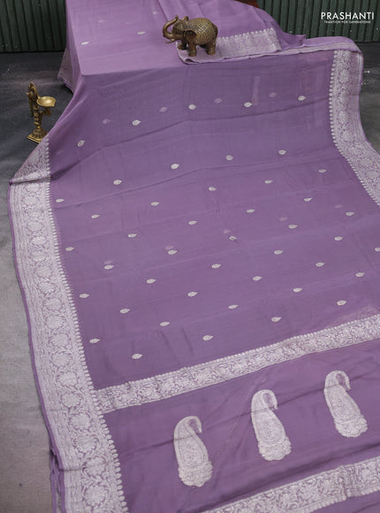 Pastel Purple  Banarasi Chiffon Saree - Buttas