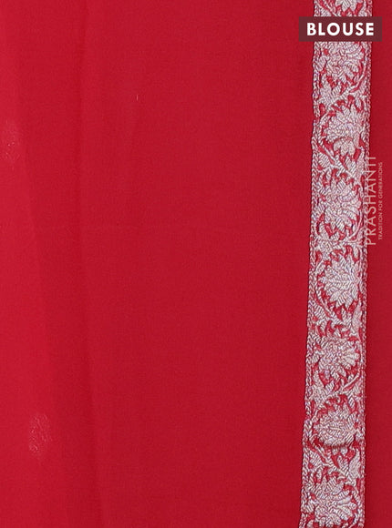 Tomato Pink  Banarasi Chiffon Saree - Buttas
