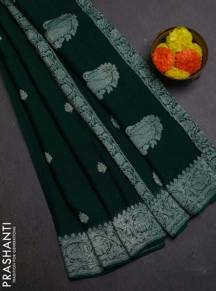 Green  Banarasi Chiffon Saree - Buttas