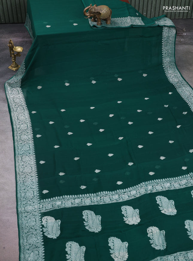 Green  Banarasi Chiffon Saree - Buttas