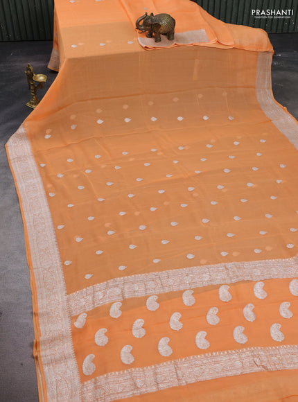 Pale Orange  Banarasi Chiffon Saree - Buttas