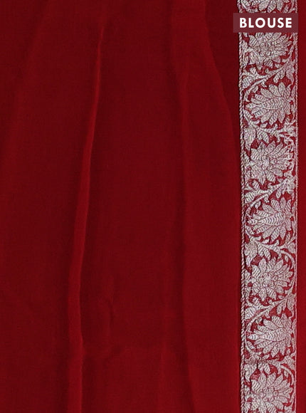 Green & Red Banarasi Chiffon Saree - Buttas