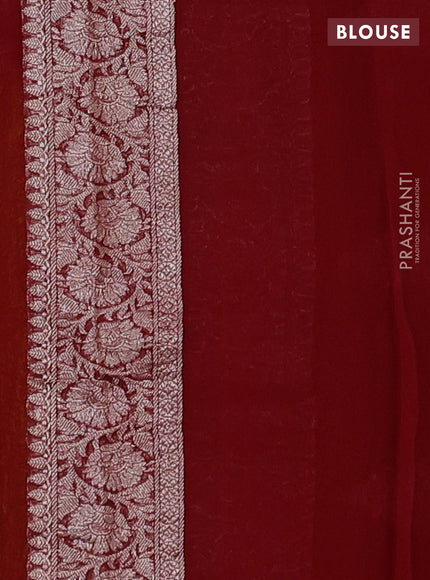 Yellow & Maroon Banarasi Chiffon Saree - Buttas